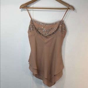Sandra Angelozzi Blush Pink Sequined Tank Sz 34